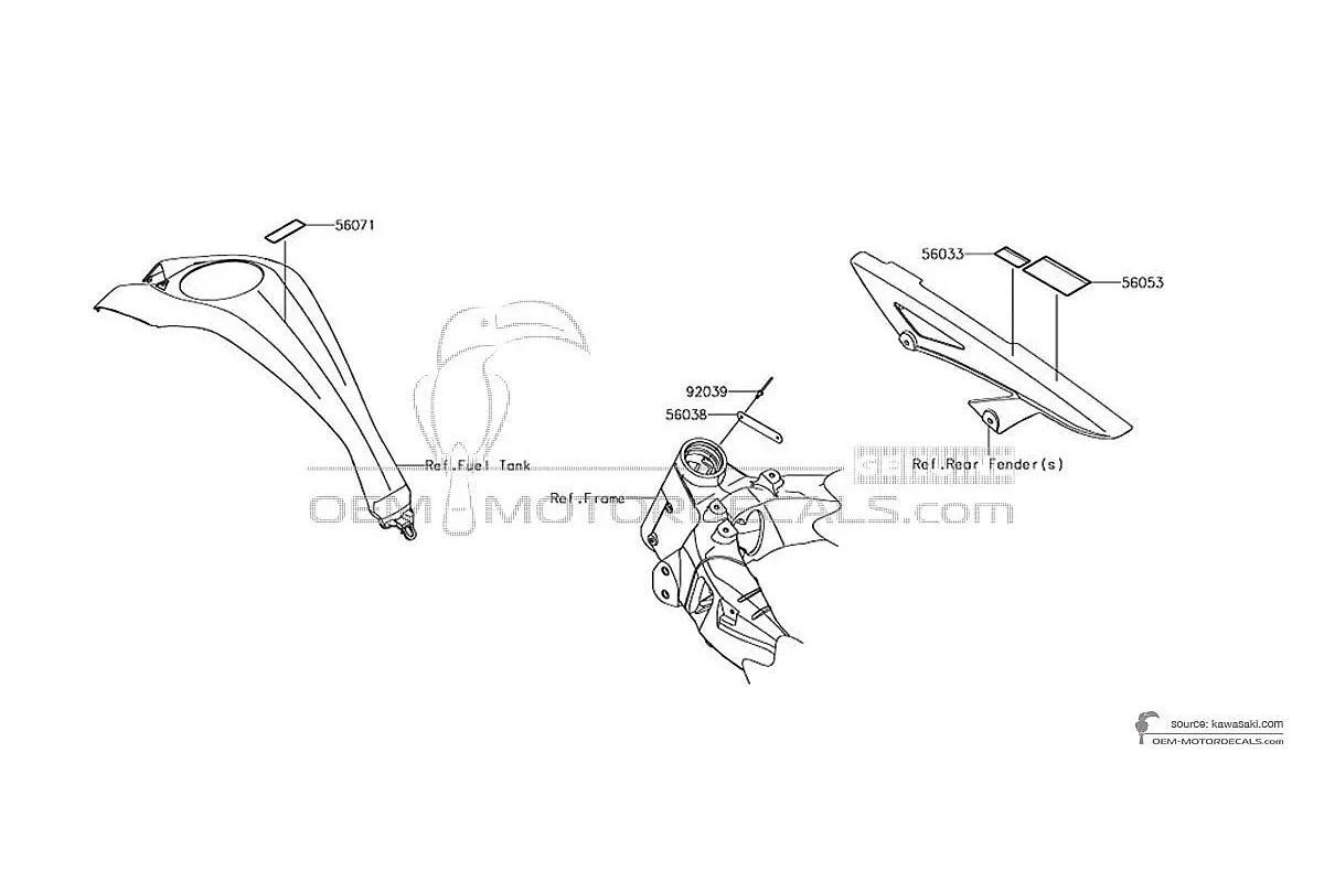 Autocollants pour Kawasaki Z1000R - Étiquettes de mise en garde • Kawasaki Autocollants OEM