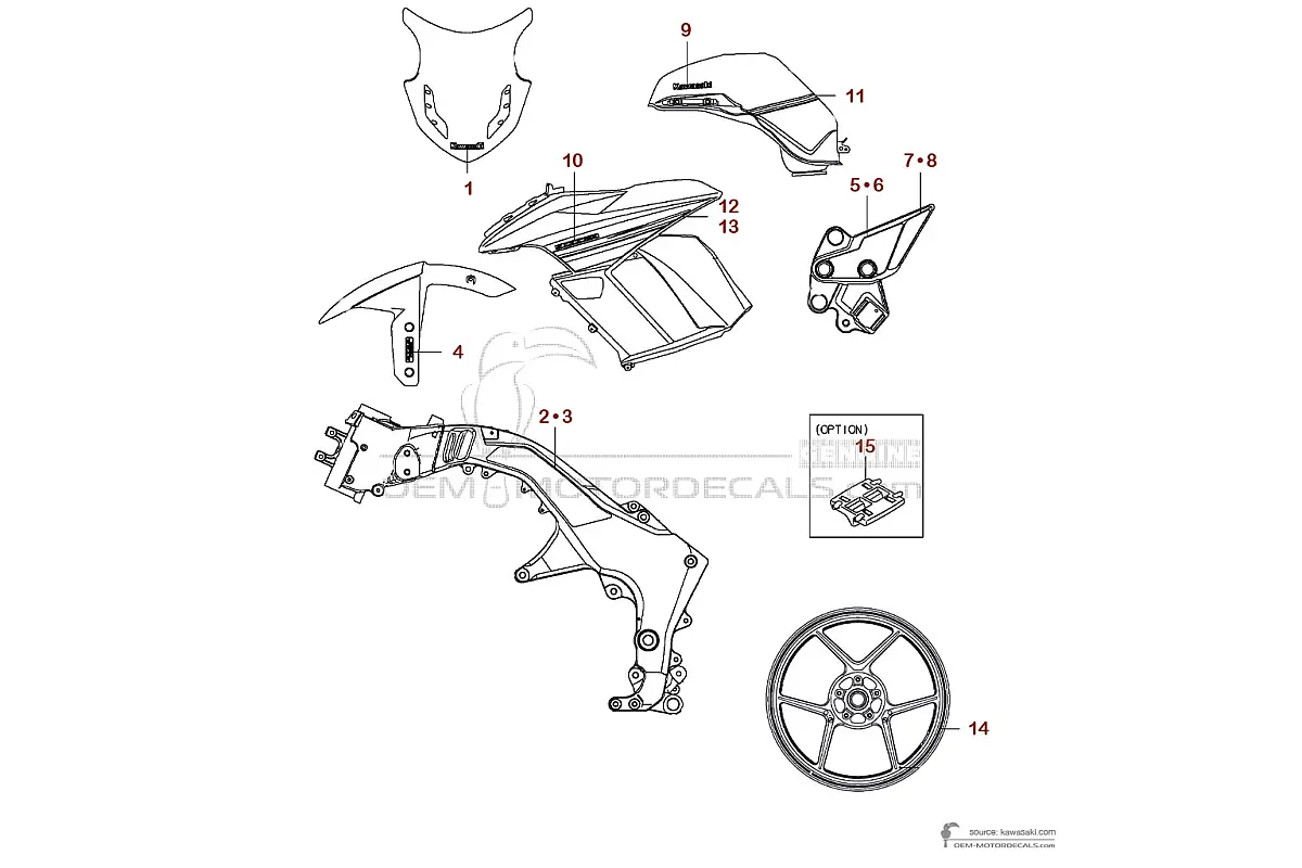 Naklejki do Kawasaki Z1000SX 2016 - Zielony • Kawasaki Naklejki OEM