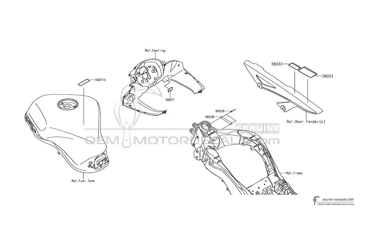 Adesivi per Kawasaki Z1000SX - Etichette di avvertenza • Kawasaki Adesivi OEM