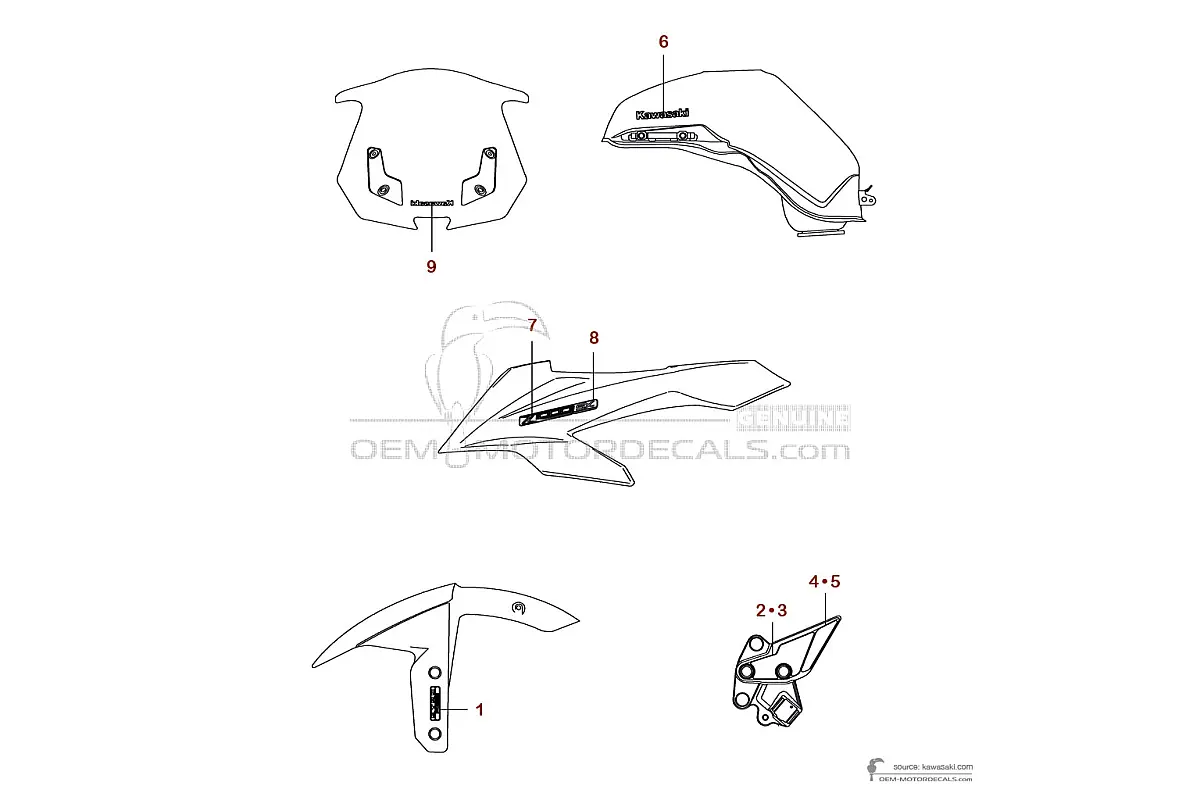 Decals for Kawasaki Z1000SX 2017 - Green • Kawasaki OEM Decals