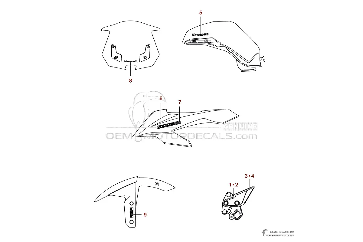 Naklejki do Kawasaki Z1000SX 2018 - Zielony • Kawasaki Naklejki OEM
