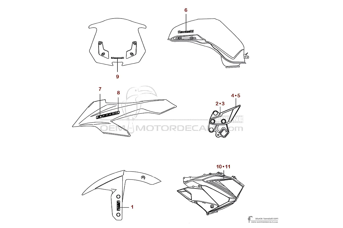 Autocollants pour Kawasaki Z1000SX 2019 - Vert • Kawasaki Autocollants OEM