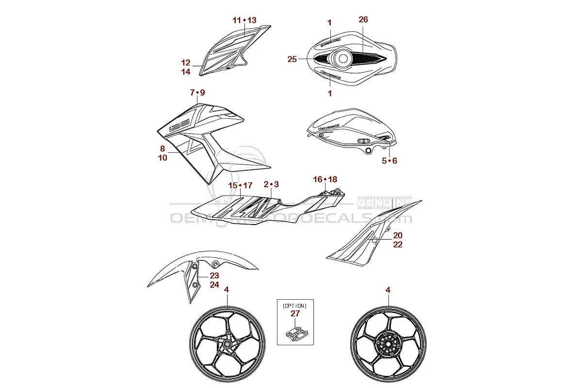 Stickers voor Kawasaki Z125 2022 - Zwart • Kawasaki OEM Stickers