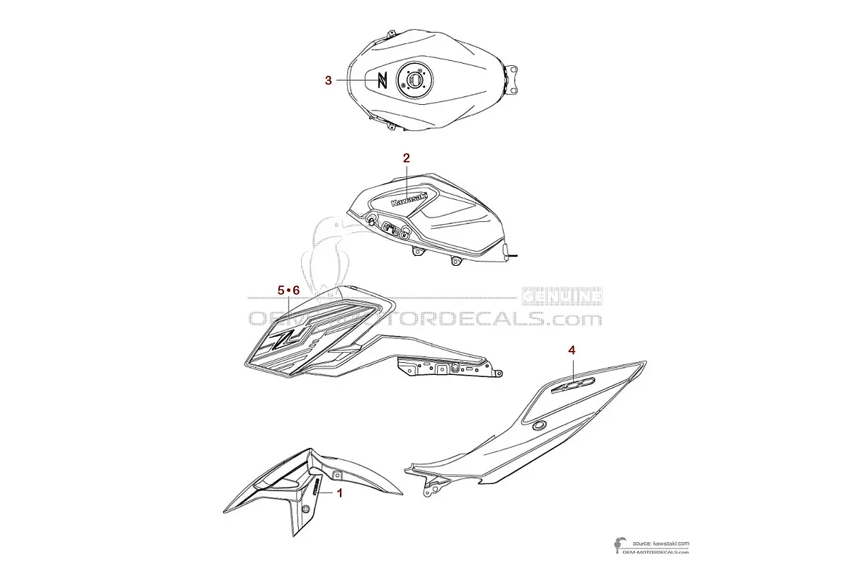 Autocollants pour Kawasaki Z400 2019 - Rouge • Kawasaki Autocollants OEM