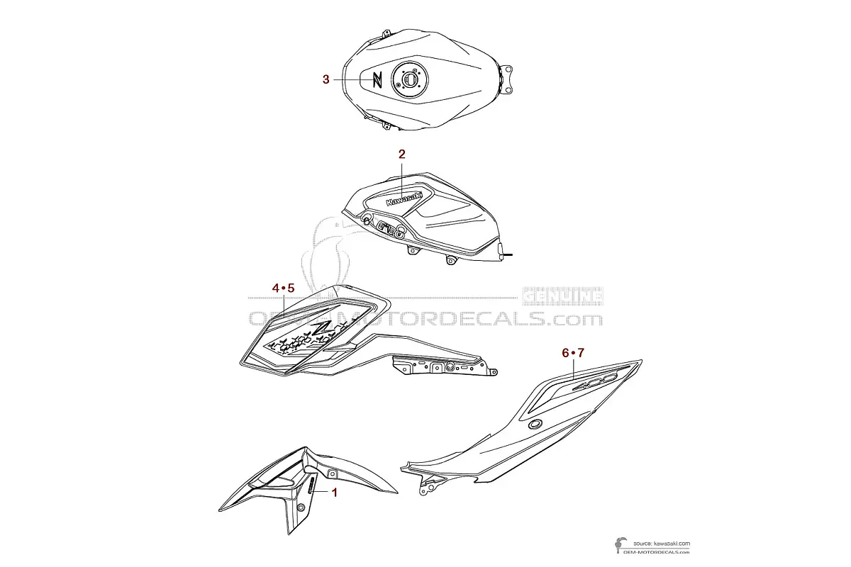 Decals for Kawasaki Z400 2021 - Red • Kawasaki OEM Decals