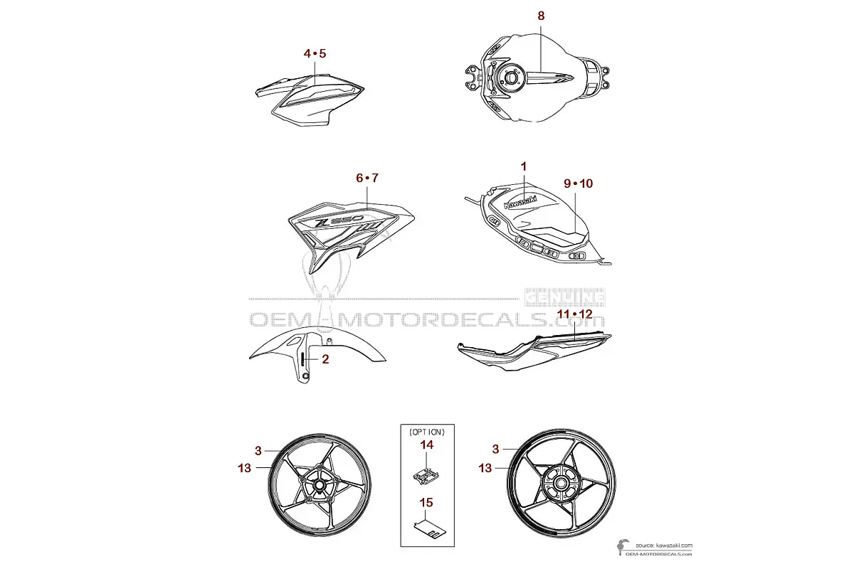 Stickers voor Kawasaki Z650 2024 - Grijs • Kawasaki OEM Stickers