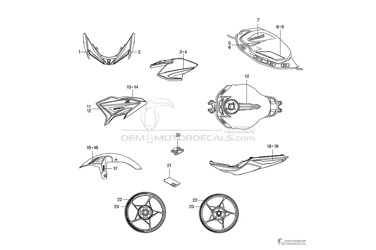 Naklejki do Kawasaki Z650 2022 - Zielony • Kawasaki Naklejki OEM