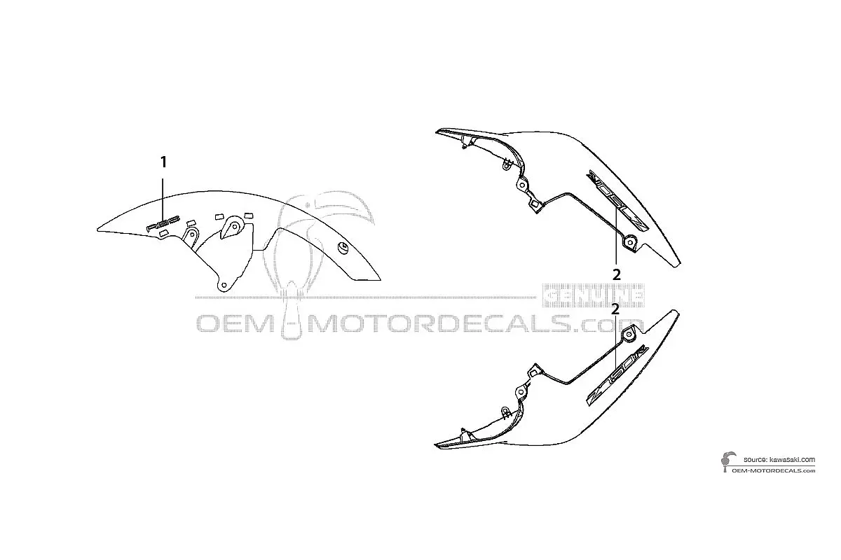 Autocollants pour Kawasaki Z750R 2012 - Vert • Kawasaki Autocollants OEM