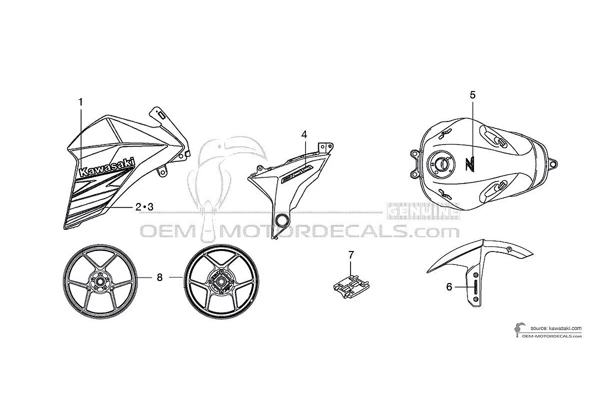 Decals for Kawasaki Z800 2013 - Black • Kawasaki OEM Decals