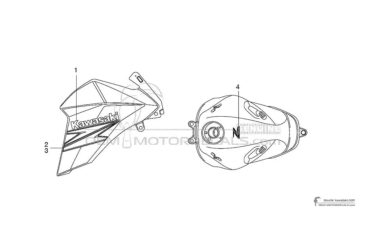 Pegatinas para Kawasaki Z800 2014 - Verde E Version • Kawasaki Pegatinas OEM