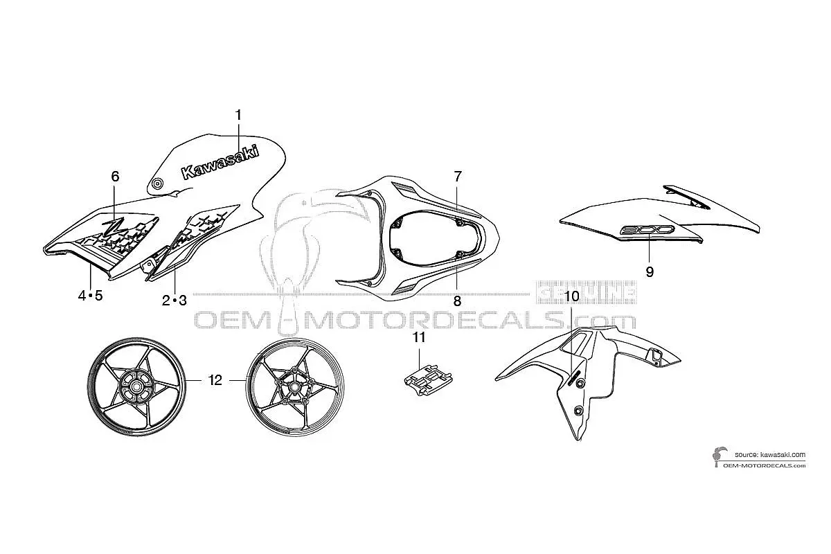 Autocollants pour Kawasaki Z900 2021 - Noir • Kawasaki Autocollants OEM