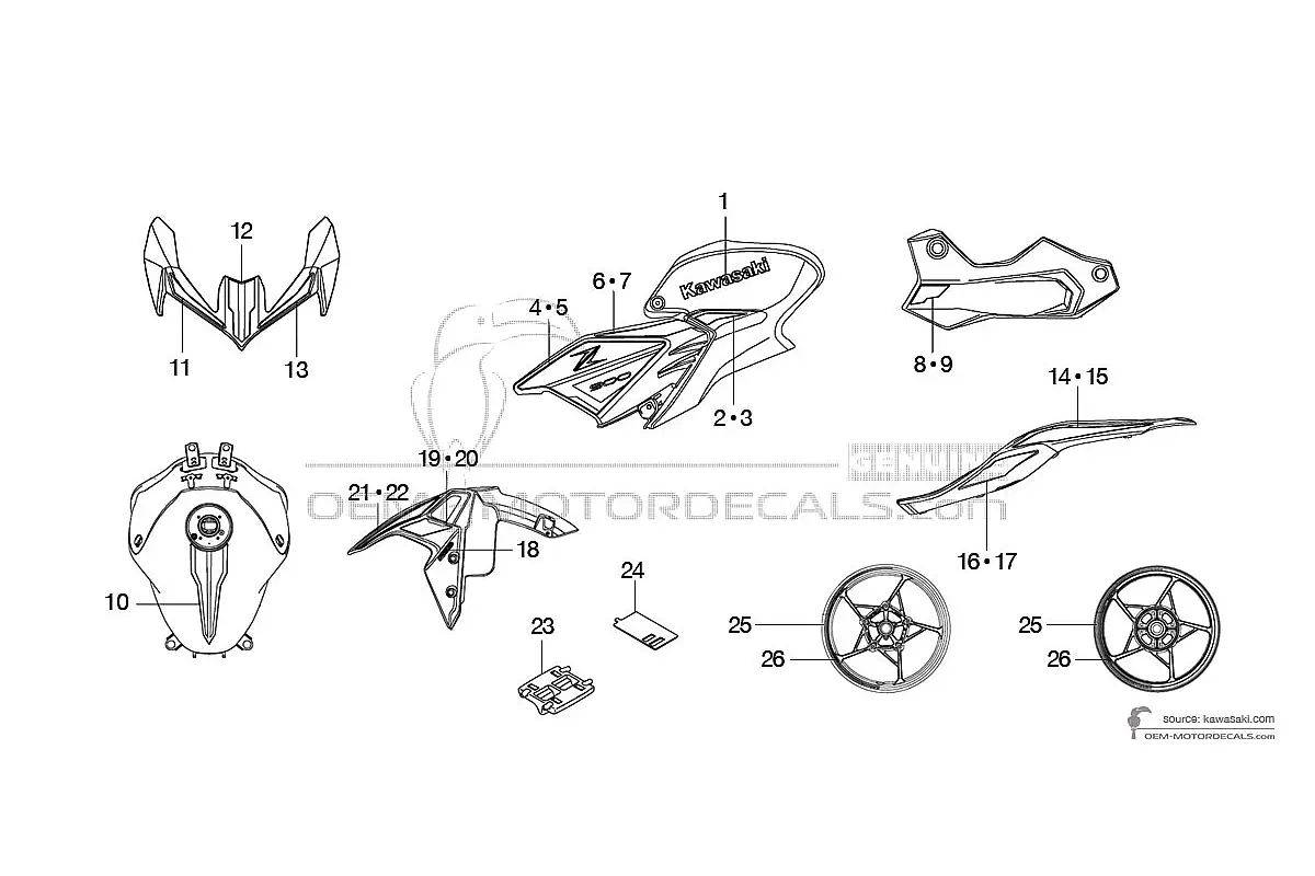 Naklejki do Kawasaki Z900 2022 - Zielony • Kawasaki Naklejki OEM