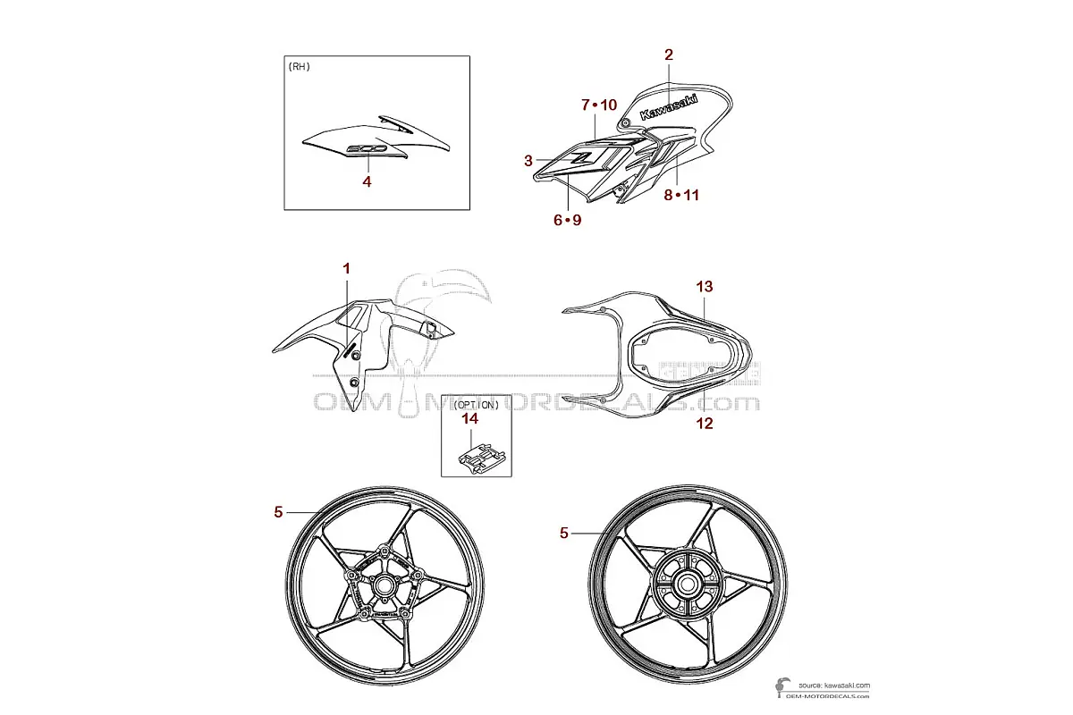 Adesivi per Kawasaki Z900 2024 - Nero • Kawasaki Adesivi OEM