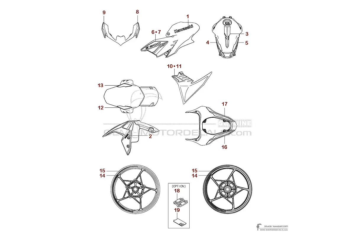 Stickers voor Kawasaki Z900 2024 - Zwart Groen • Kawasaki OEM Stickers