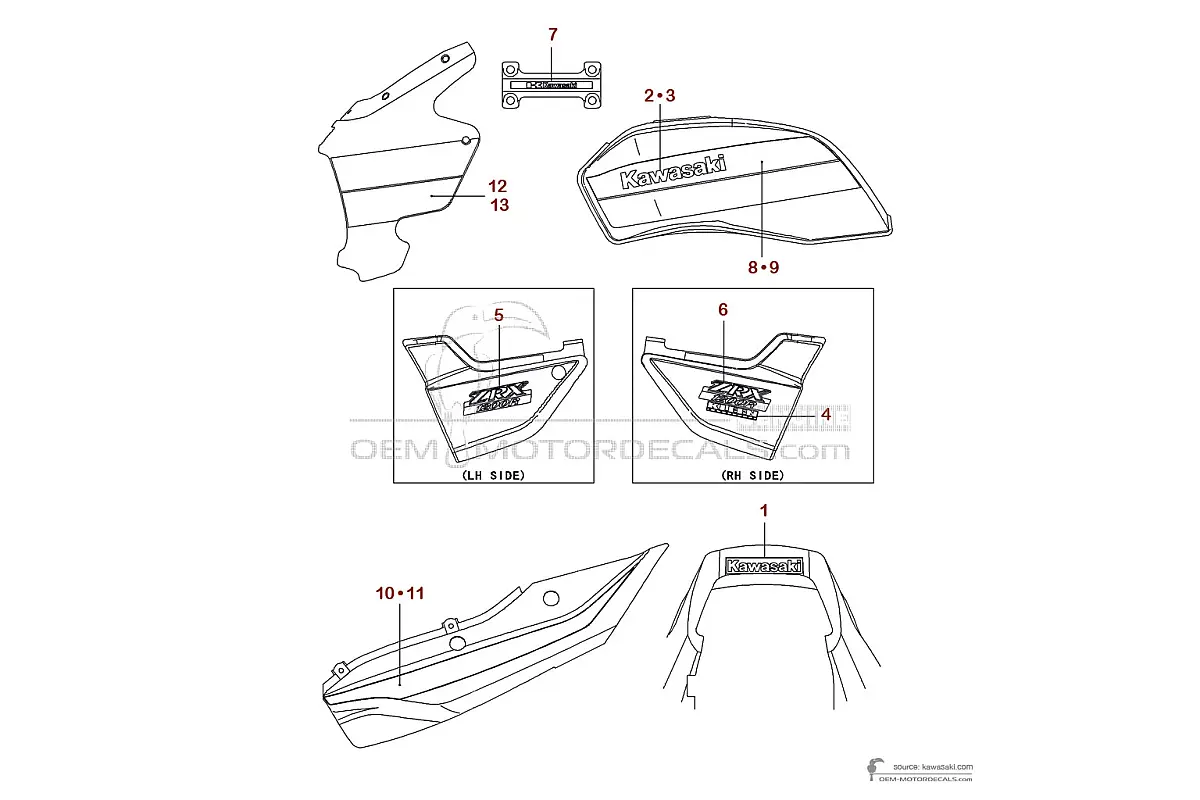 Pegatinas para Kawasaki ZRX1200R 2002 - Azul • Kawasaki Pegatinas OEM