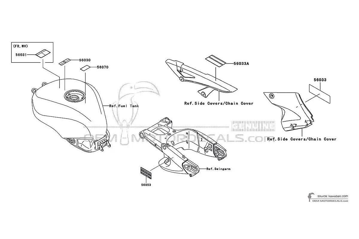 Autocollants pour Kawasaki ZX10R - Étiquettes de mise en garde • Kawasaki Autocollants OEM