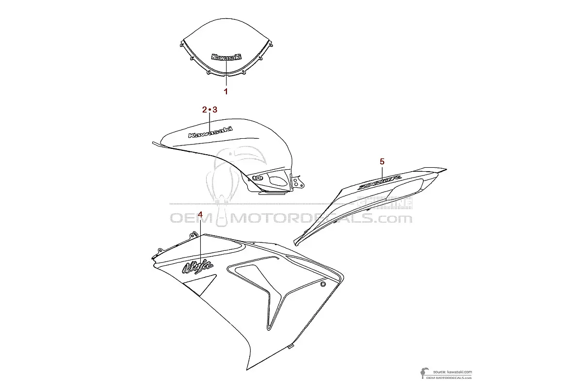 Stickers voor Kawasaki ZX10R 2006 - Zwart • Kawasaki OEM Stickers