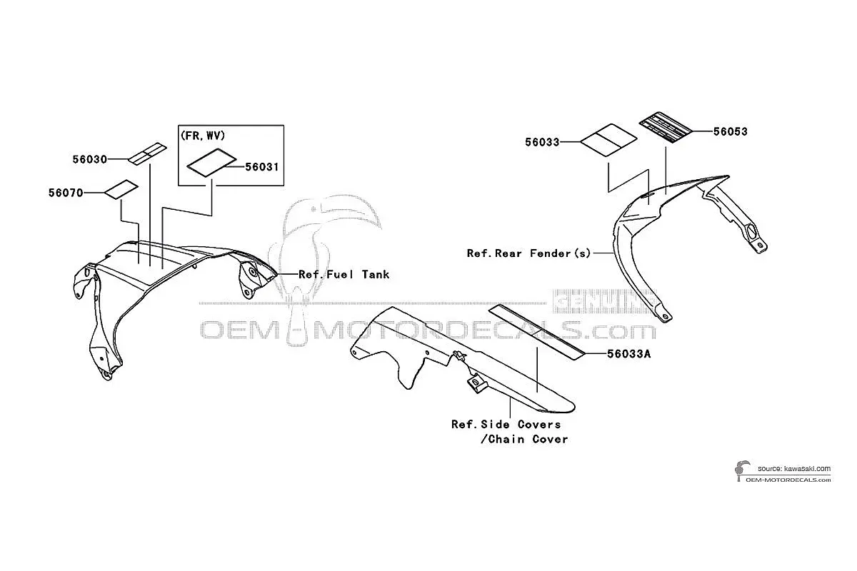 Autocollants pour Kawasaki ZX10R - Étiquettes de mise en garde • Kawasaki Autocollants OEM