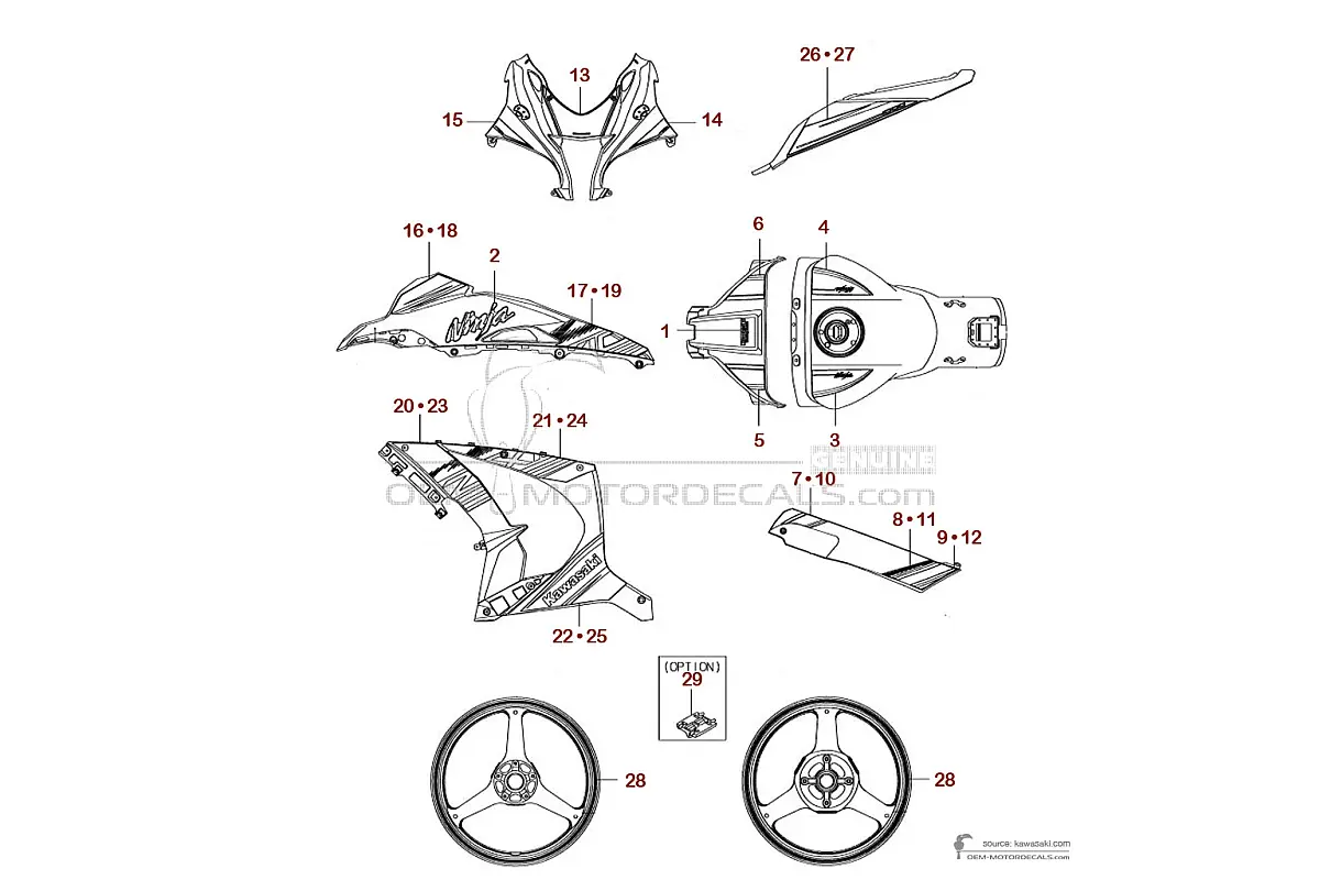Naklejki do Kawasaki ZX10R 2016 - Zielony • Kawasaki Naklejki OEM