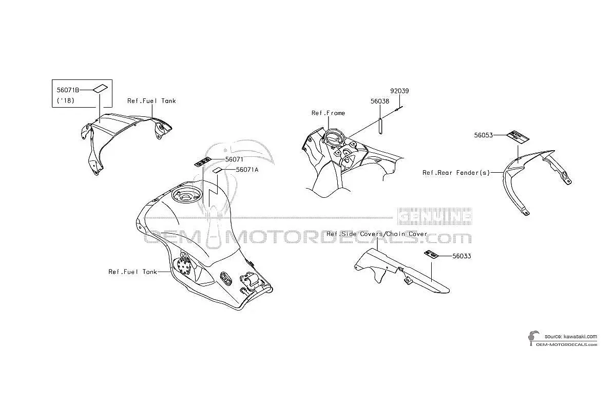 Aufkleber für Kawasaki ZX10R - Vorsichtsetiketten • Kawasaki OEM-Aufkleber