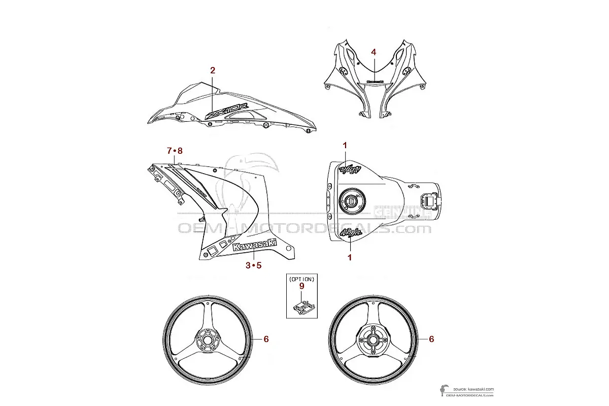 Decals for Kawasaki ZX10R 2018 - Silver • Kawasaki OEM Decals