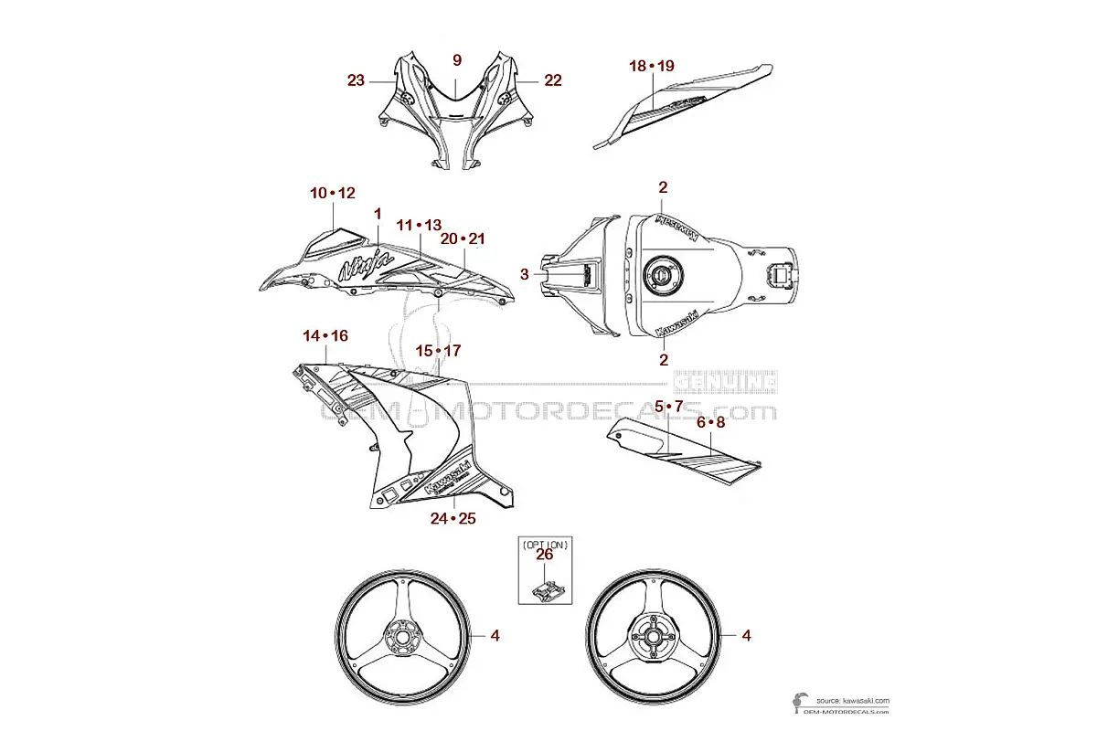 Naklejki do Kawasaki ZX10R 2019 - Zielony • Kawasaki Naklejki OEM