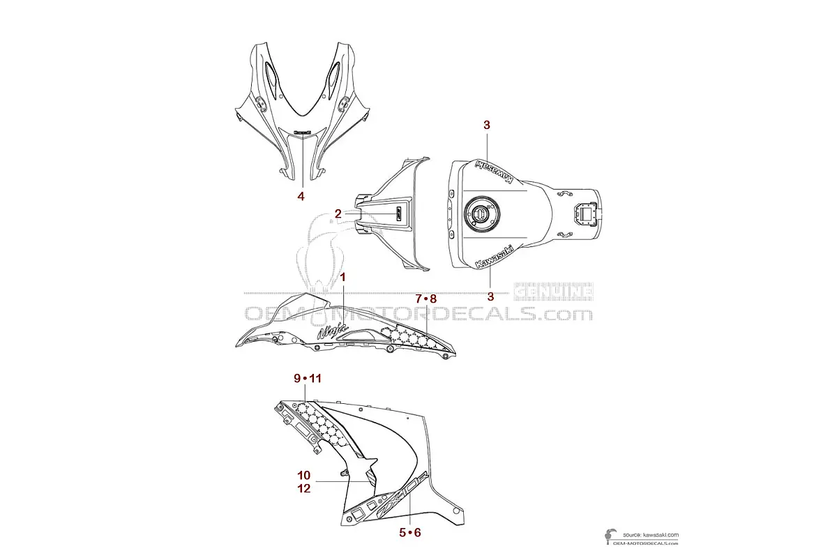 Naklejki do Kawasaki ZX10R 2020 - Szary • Kawasaki Naklejki OEM