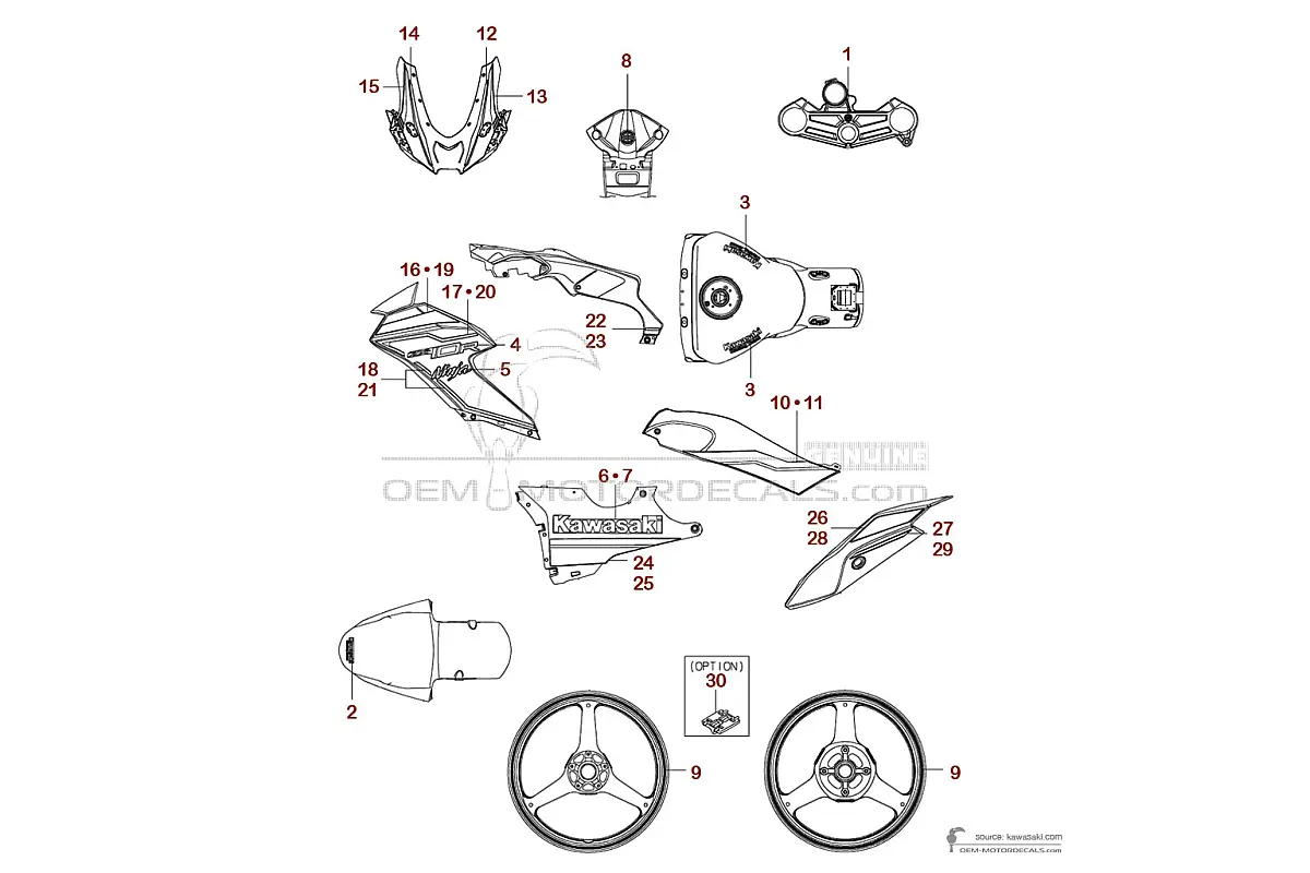Decals for Kawasaki ZX10R 2022 - Green • Kawasaki OEM Decals