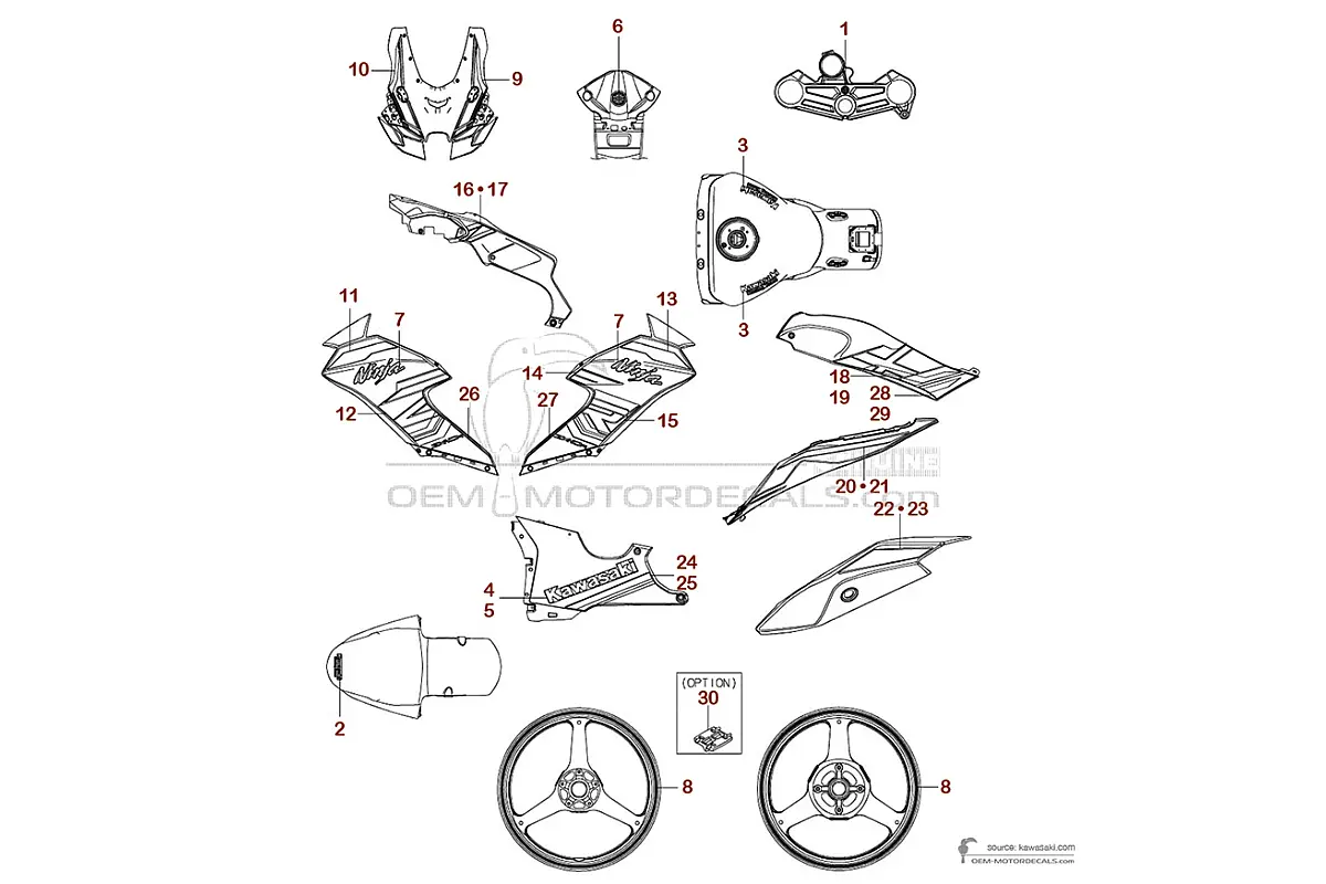 Naklejki do Kawasaki ZX10R 2024 - Zielony • Kawasaki Naklejki OEM