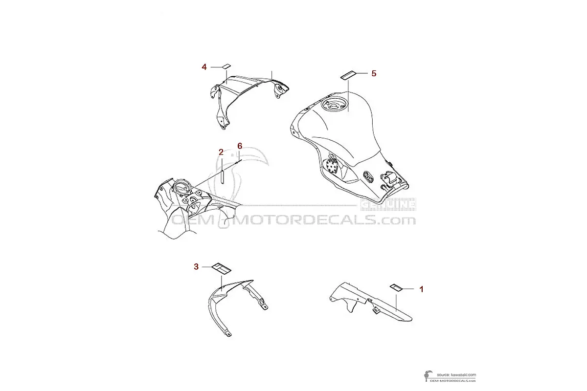 Naklejki do Kawasaki ZX10RR - Etykiety ostrzegawcze • Kawasaki Naklejki OEM