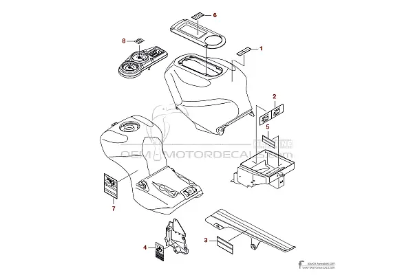 Kawasaki ZX12R - Etiquetas de precaución