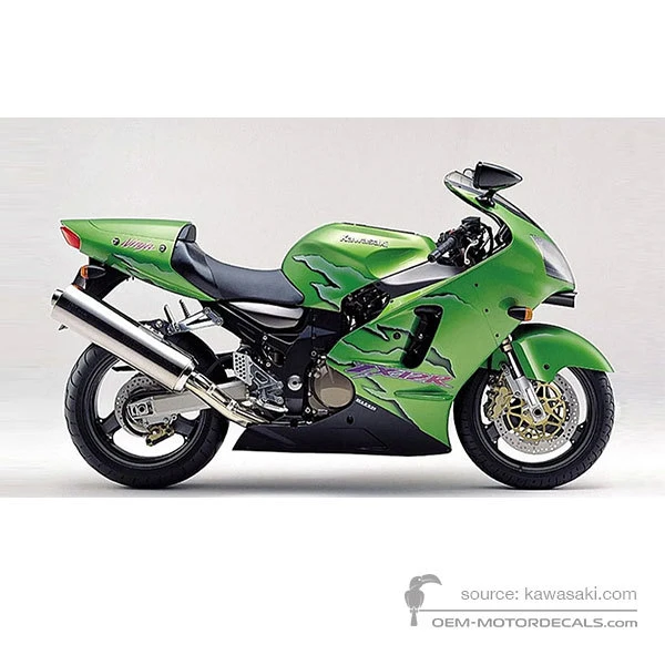 アクセサリー 88909101 OEM Decals Kawasaki ZX12R 2001 - Green • Original Stickers