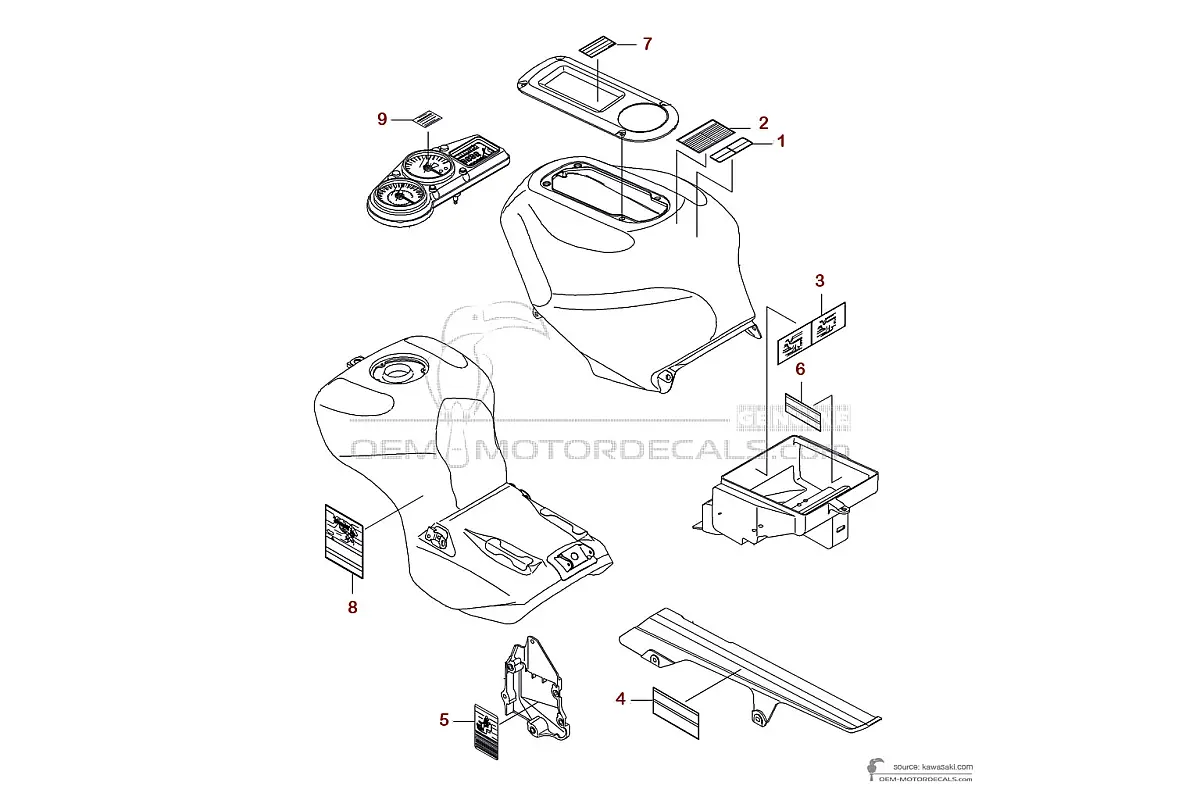 Autocollants pour Kawasaki ZX12R - Étiquettes de mise en garde • Kawasaki Autocollants OEM