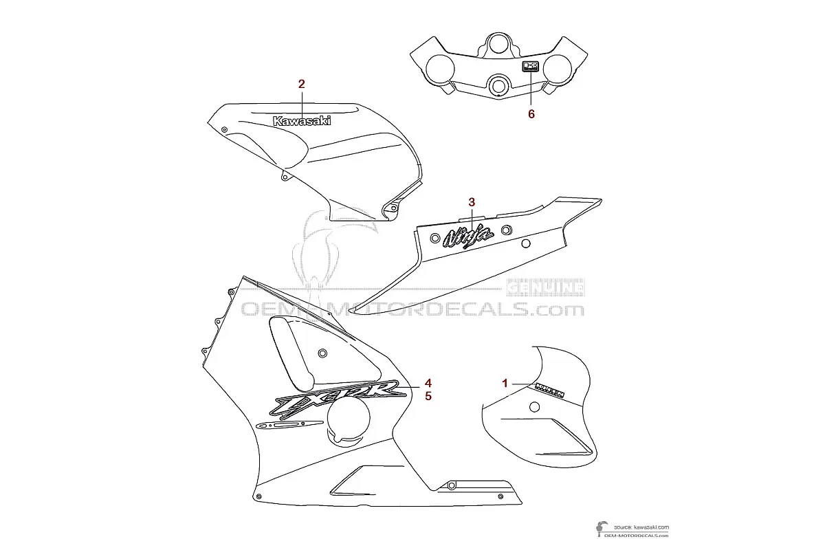Decals for Kawasaki ZX12R 2001 - Silver • Kawasaki OEM Decals