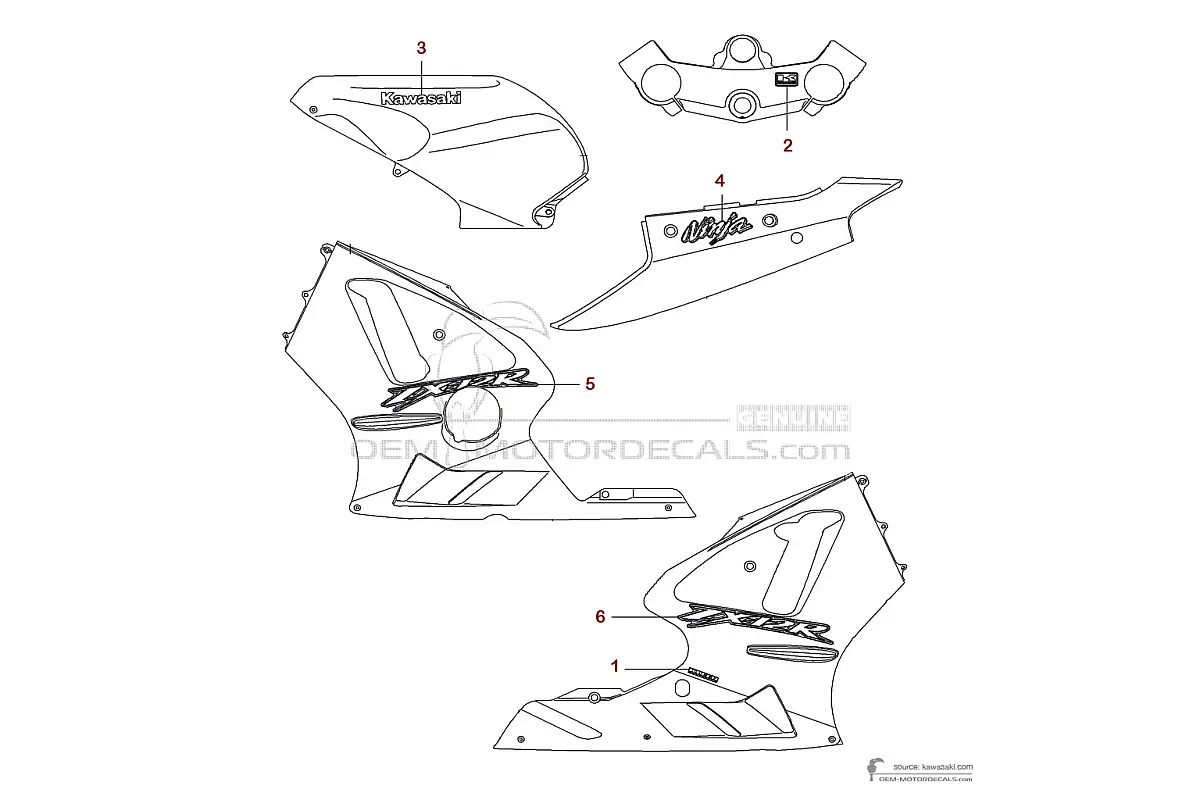 Naklejki do Kawasaki ZX12R 2002 - Niebieski • Kawasaki Naklejki OEM