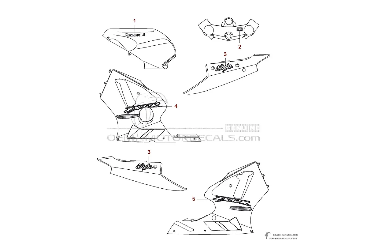 Stickers voor Kawasaki ZX12R 2006 - Zwart • Kawasaki OEM Stickers