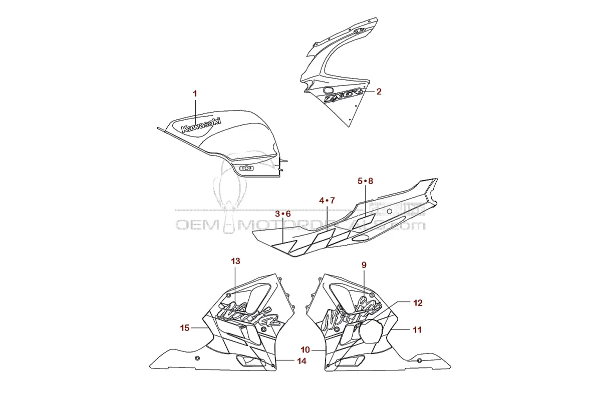 Naklejki do Kawasaki ZX6R 1997 - Zielony • Kawasaki Naklejki OEM