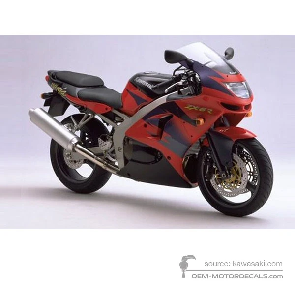 OEM Naklejki Kawasaki ZX6R 1998 - Czerwony • Oryginalne Części