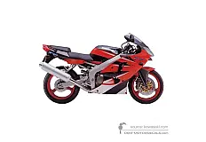 Naklejki do Kawasaki ZX6R 2000 - Czerwony • Kawasaki Naklejki OEM