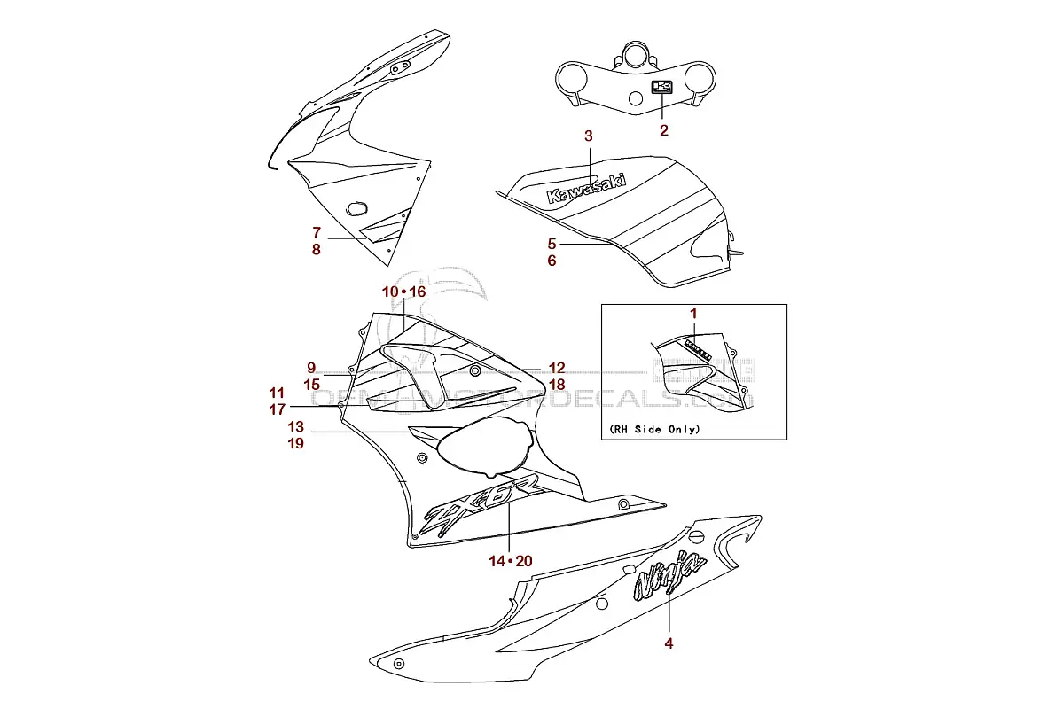 Naklejki do Kawasaki ZX6R 2001 - Niebieski • Kawasaki Naklejki OEM