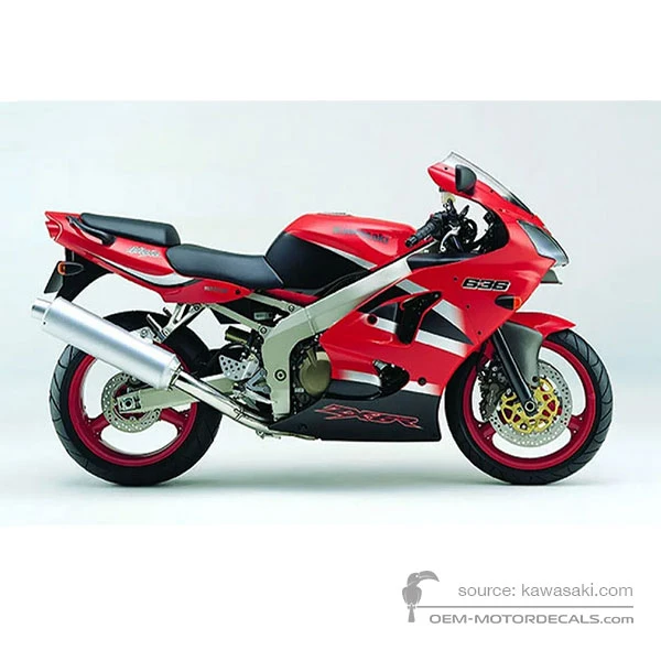 Adesivi per Kawasaki ZX6R 2002 - Rosso • Kawasaki Adesivi OEM