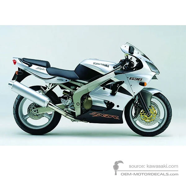 OEM Decals Kawasaki ZX6R 2002 - Silver • Original Stickers