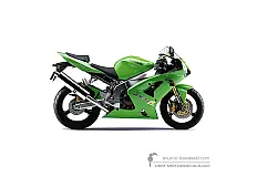 Naklejki do Kawasaki ZX6R 2004 - Zielony • Kawasaki Naklejki OEM