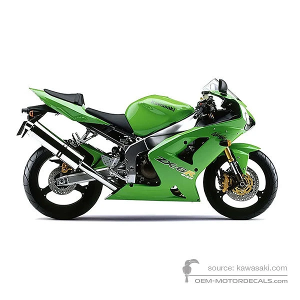 OEM Decals Kawasaki ZX6R 2004 - Green • Original Stickers