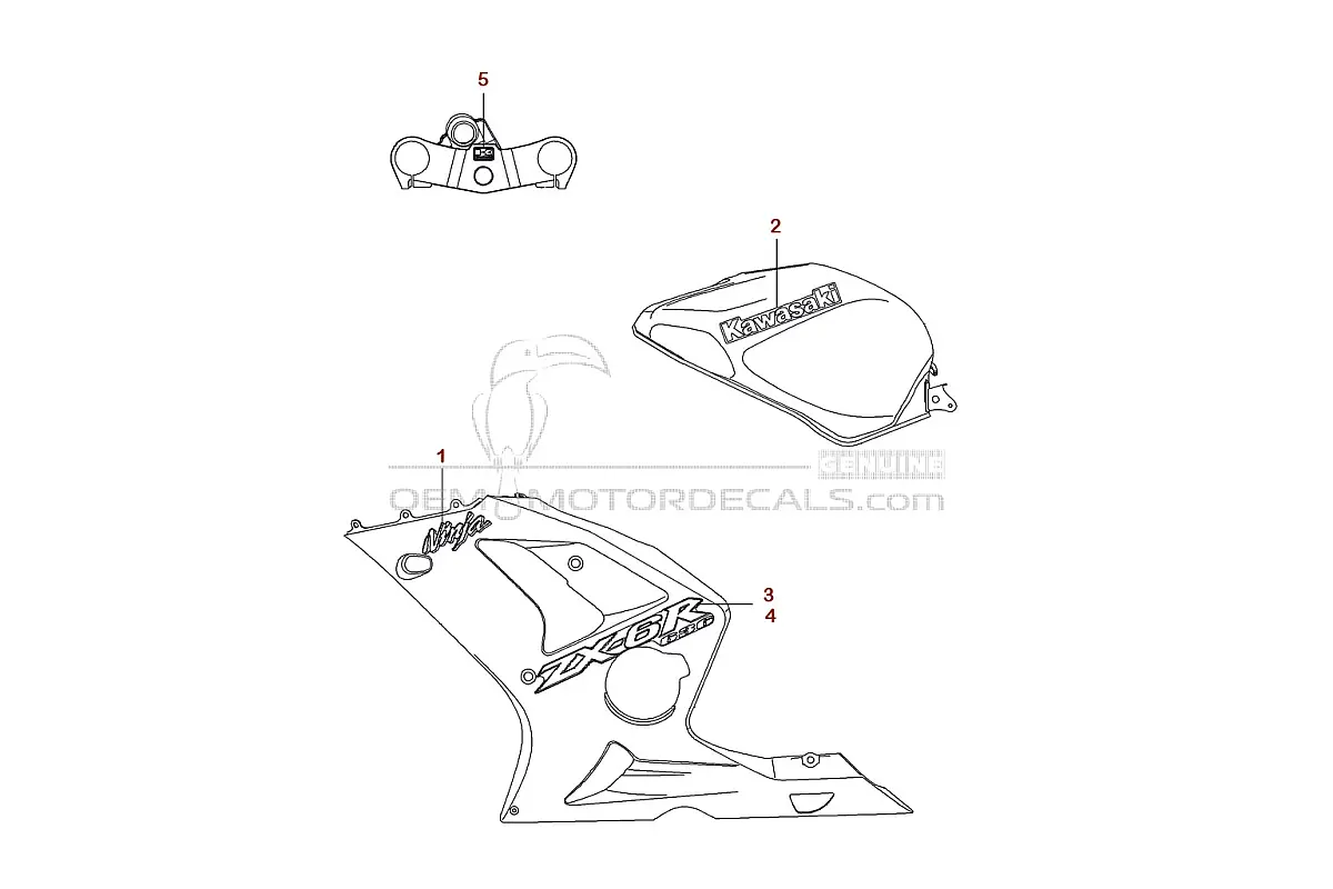 Naklejki do Kawasaki ZX6R 2004 - Niebieski • Kawasaki Naklejki OEM