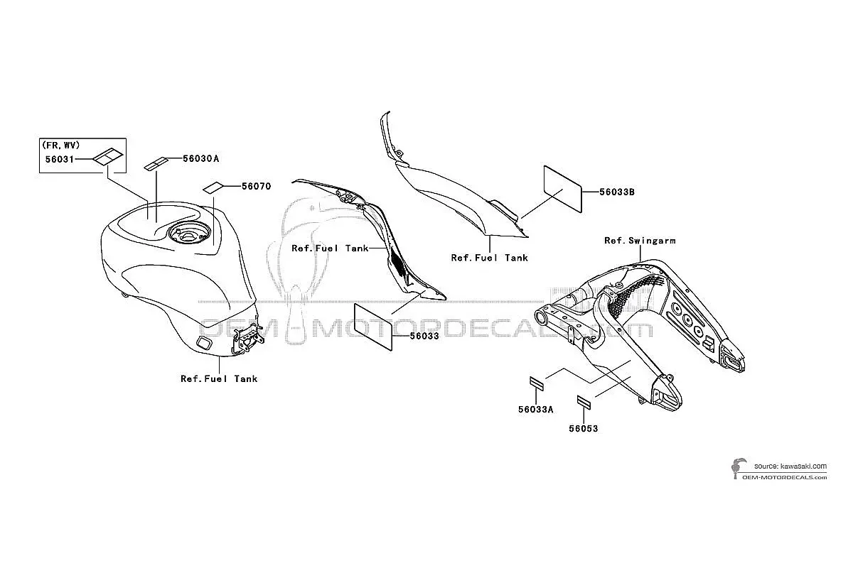 Aufkleber für Kawasaki ZX6R - Vorsichtsetiketten • Kawasaki OEM-Aufkleber