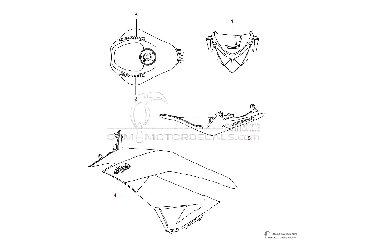 Naklejki do Kawasaki ZX6R 2010 - Biały • Kawasaki Naklejki OEM