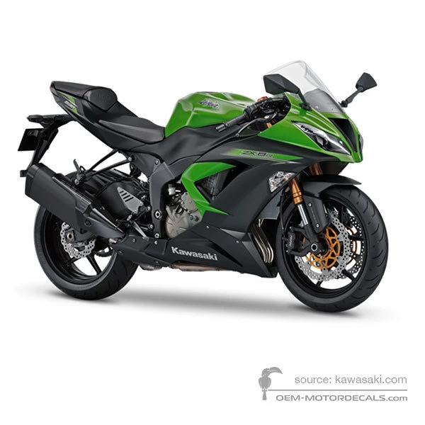 Autocollants pour Kawasaki ZX6R 2014 - Vert • Kawasaki Autocollants OEM