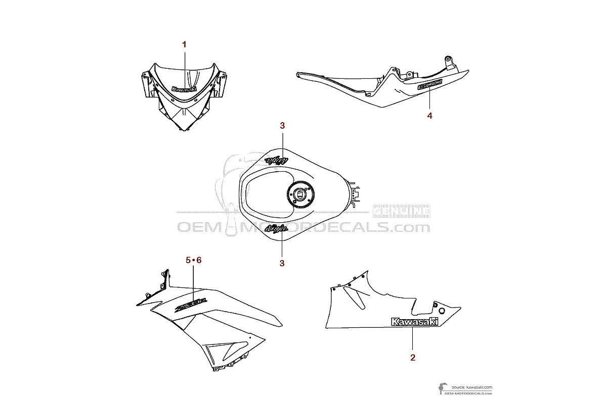 Naklejki do Kawasaki ZX6R 2016 - Zielony • Kawasaki Naklejki OEM