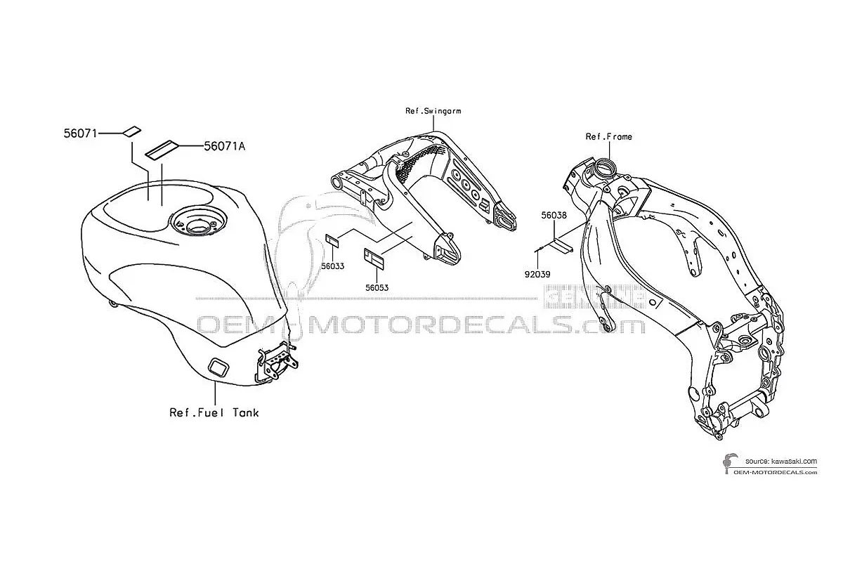 Aufkleber für Kawasaki ZX6R - Vorsichtsetiketten • Kawasaki OEM-Aufkleber